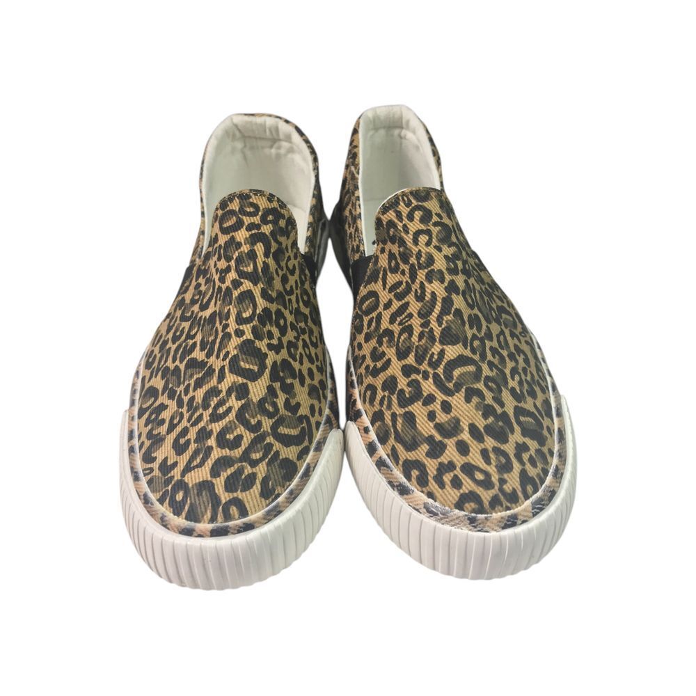 Very G Tan Black Leopard  Canvas with White Rubber Sole Slip on‎ Women's Shoes